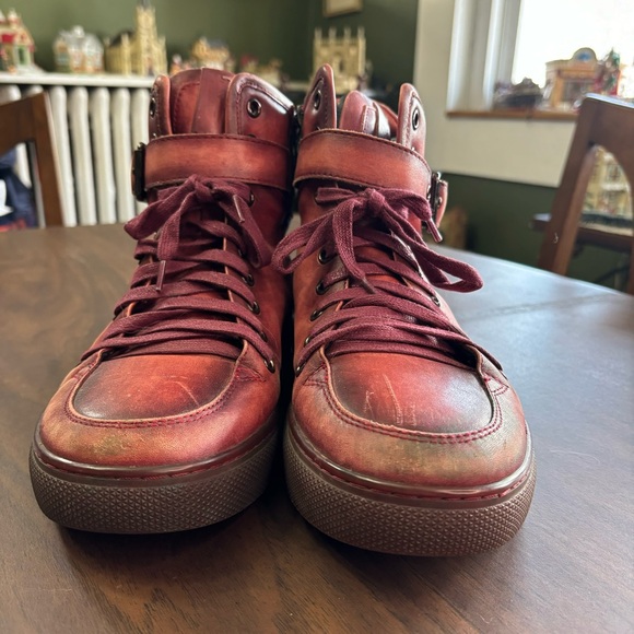 JUMP maroon/red  leather hi top sneaker 8 - Picture 5 of 13